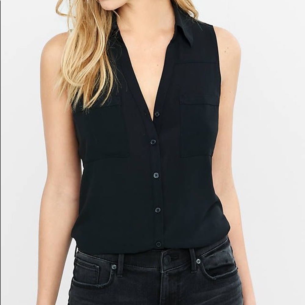 🖤 Black slim fit portofino sleeveless